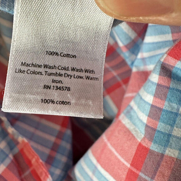 Vineyard Vines Slim Fit Murray Shirt Button Front Long Sleeve Blue Red Plaid L - Picture 9 of 9